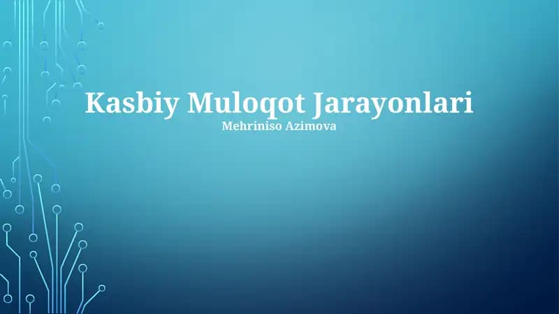 Kasbiy Muloqot Jarayonlari