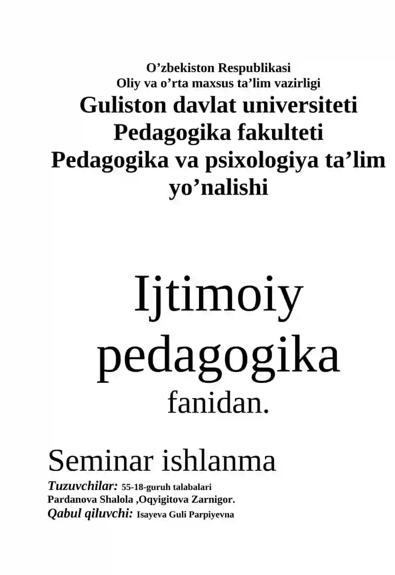 VASIYLIK VA HOMIYLIK