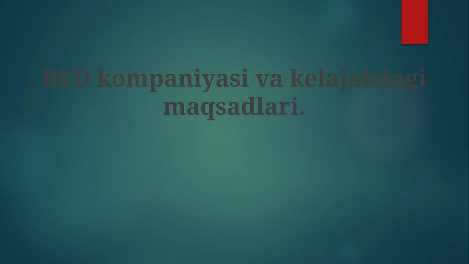 BYDkompaniyasivakelajakdagimaqsadlari