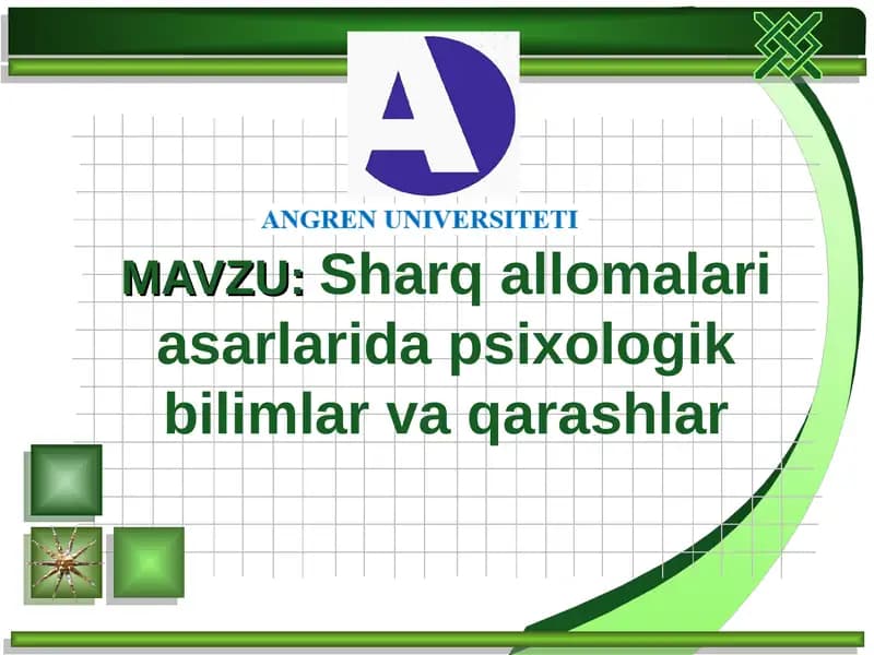 Sharq allomalari asarlarida psixologik bilimlar va qarashlar