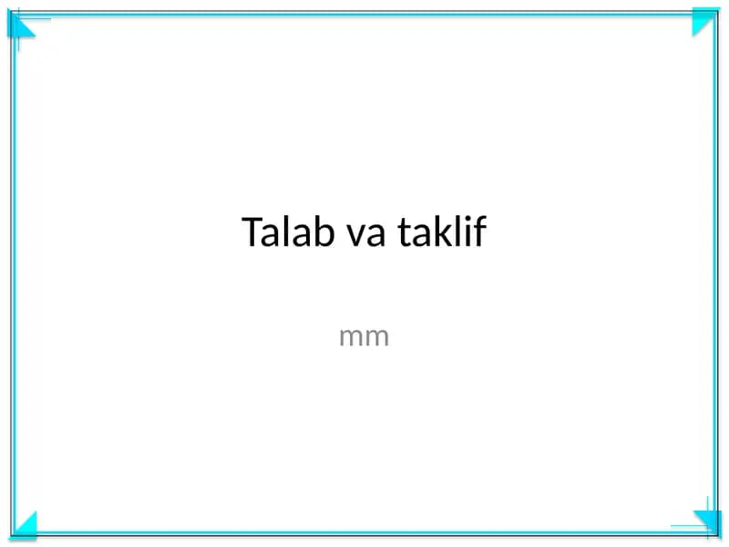 Talab va taklif