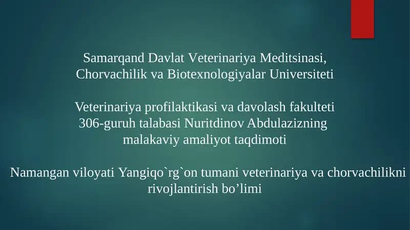 Samarqand Davlat Veterinariya Meditsinasi