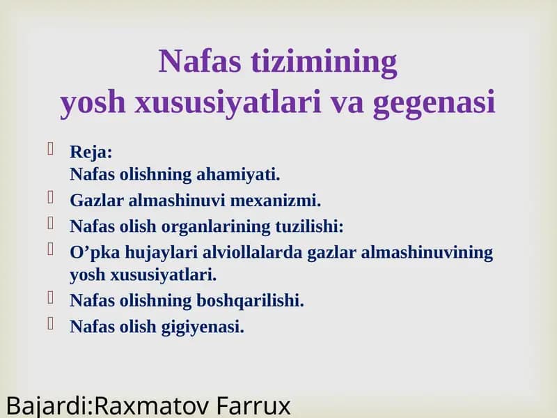 Nafastizimining yosh xususiyatlari va gegenasi