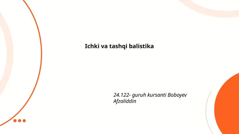 Ichki va tashqi balistika