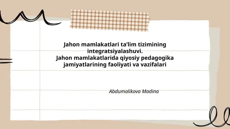 Jahon mamlakatlari ta’lim tizimining integratsiyalashuvi
