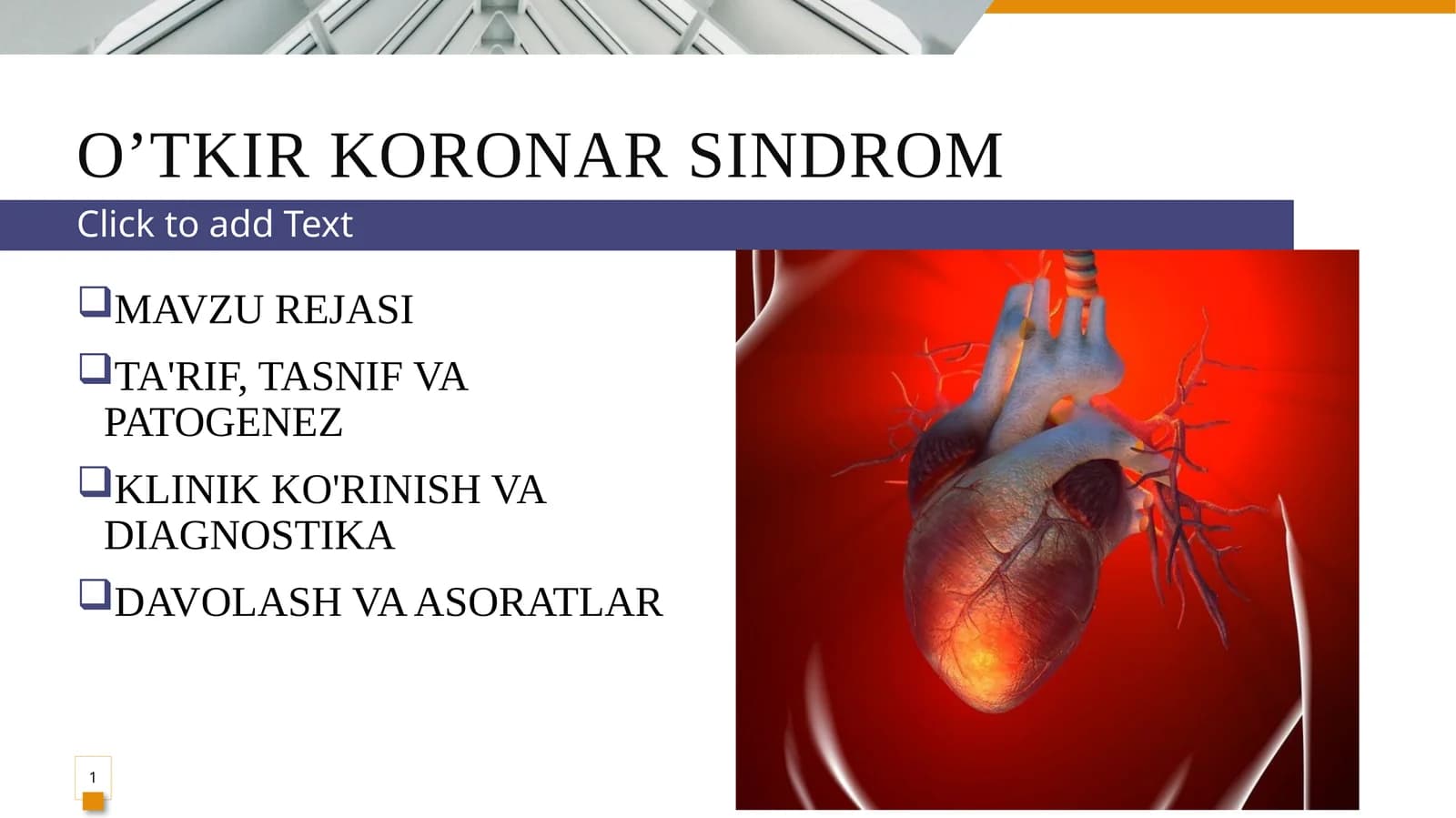 O'TKIR KORONAR SINDROM PREZENTATSIYA