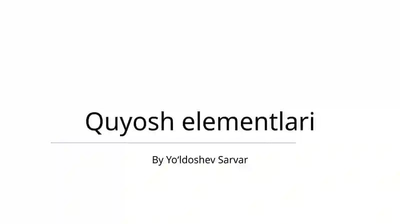 Quyosh elementlari