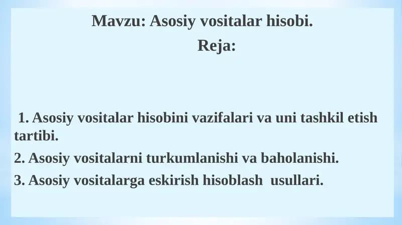 Asosiyvositalarhisobi