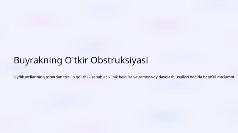 Siydik Ajratuv Tizimi Anatomiyasi