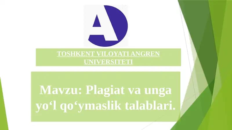 Plagiat va unga yo‘l qo‘ymaslik talablari