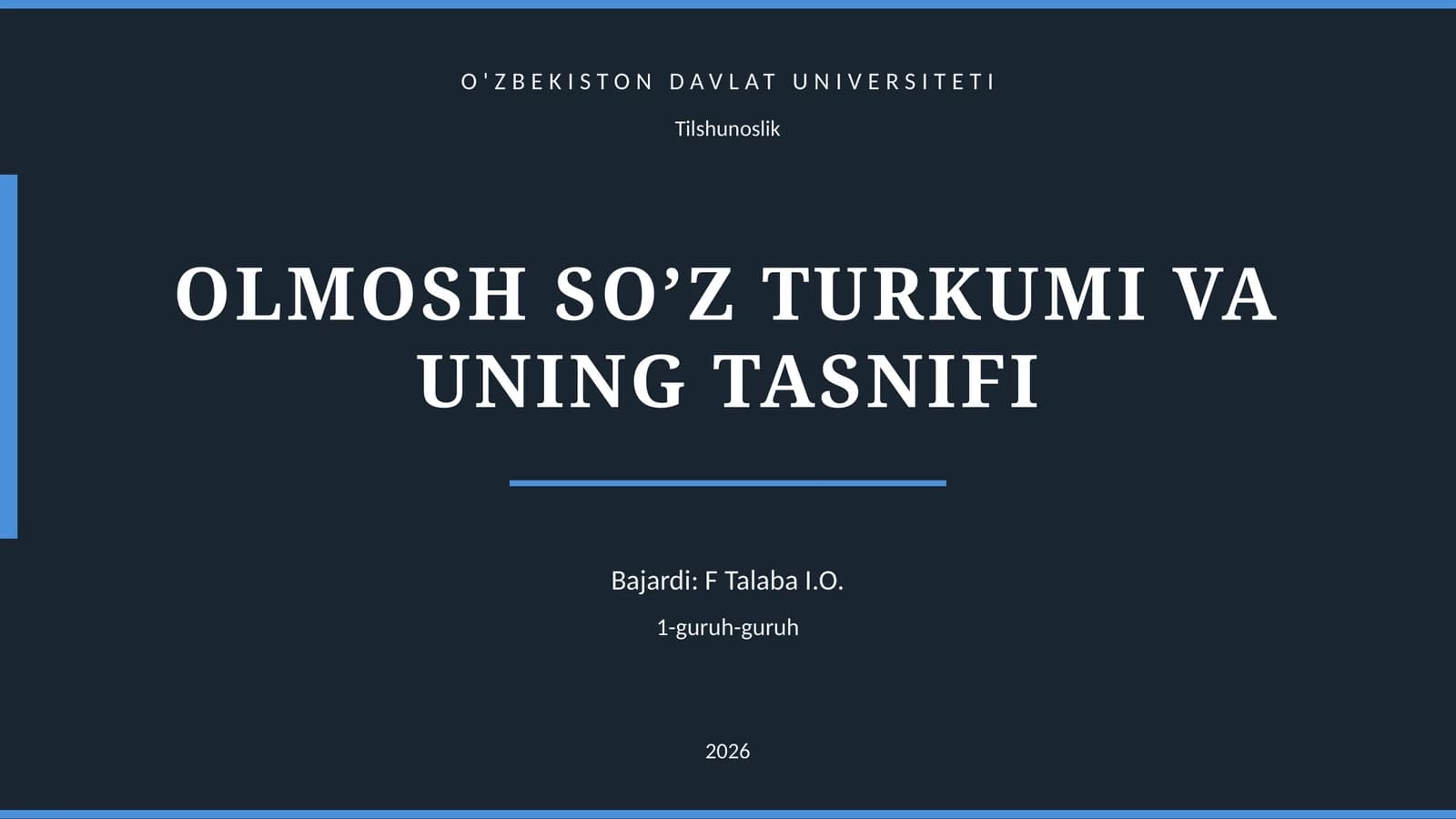 OLMOSH SO’Z TURKUMI VA UNING TASNIFI