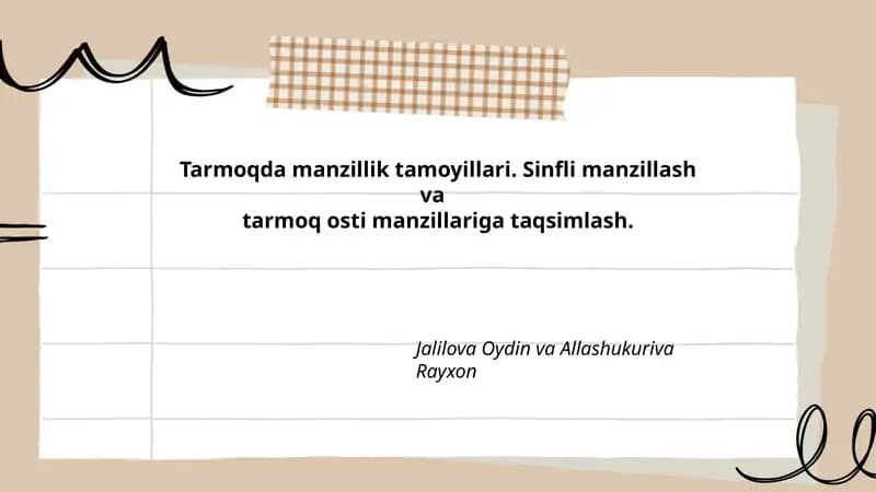 Tarmoqda manzillik tamoyillari