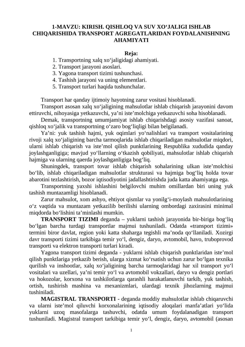 Transport Agregatlari