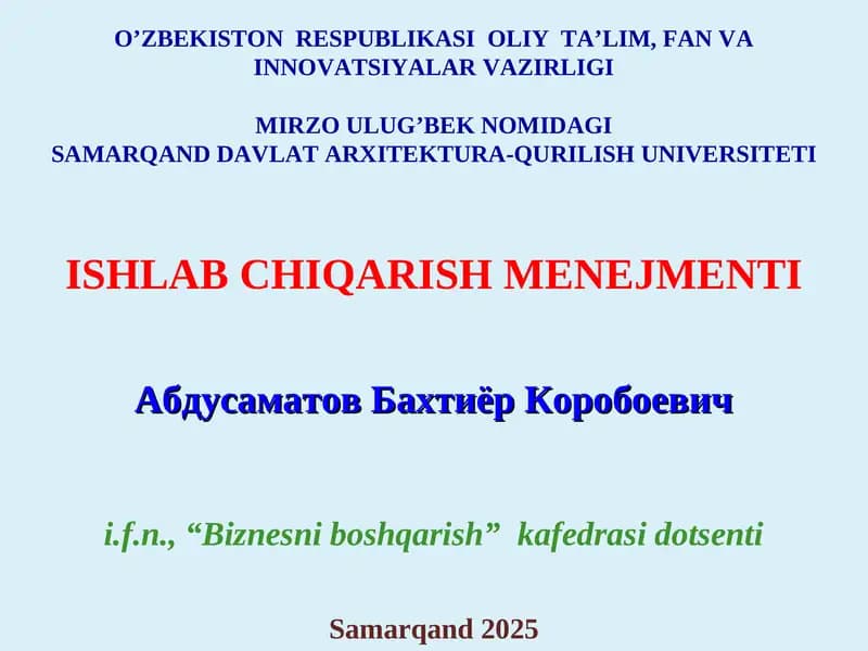Ishlab chiqarish menejmenti