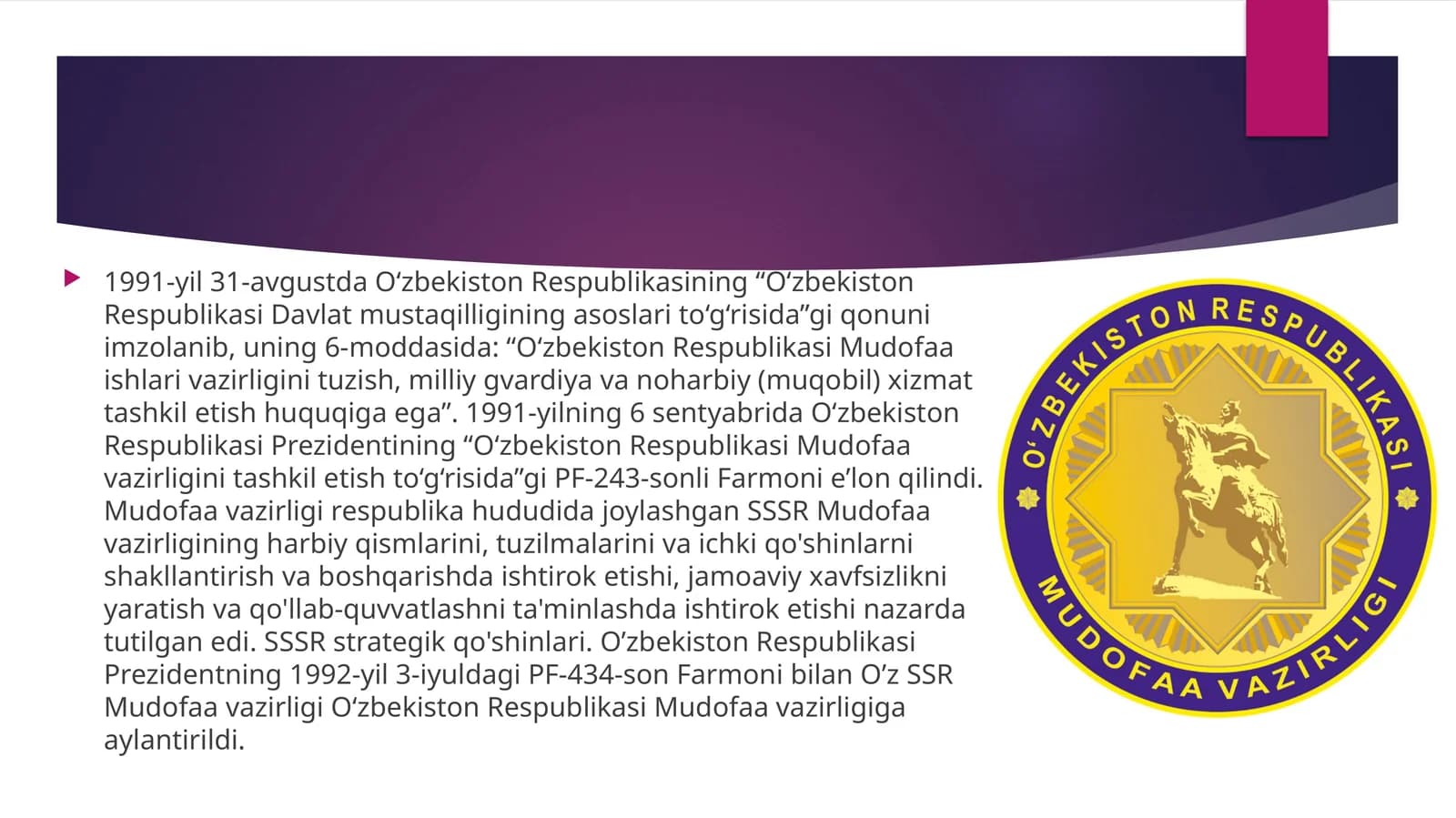 O‘zbekiston Respublikasi Mudofaa vazirligi