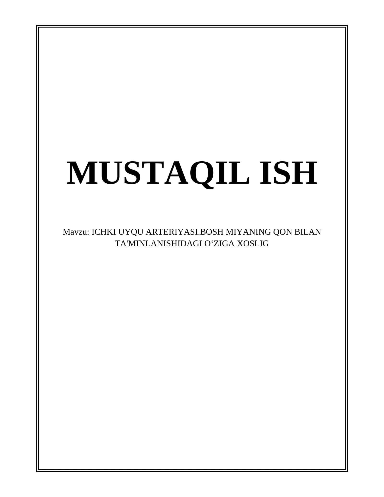 ICHKI UYQU ARTERIYASI