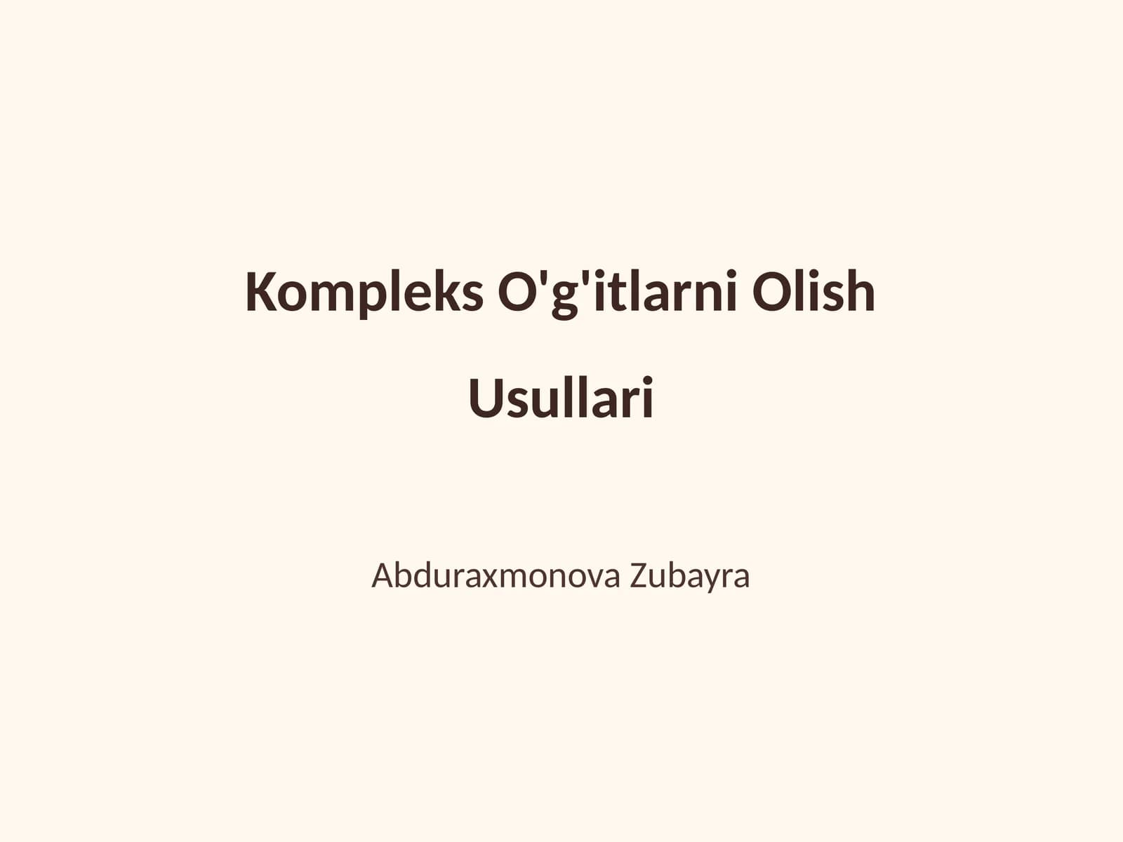 Kompleks O'g'itlarni Olish Usullari