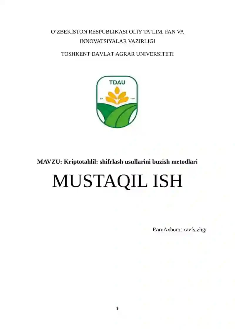 Kriptotahlil shifrlash usullarini buzish metodlari
