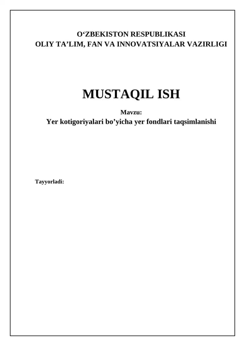 Yer fondlari taqsimlanishi
