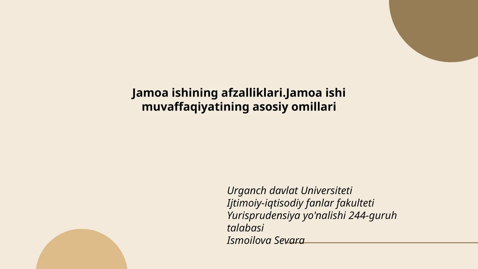 Jamoa ishining afzalliklari