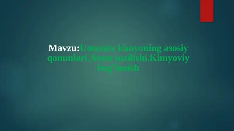 Umumiy kimyoning asosiy qonunlari