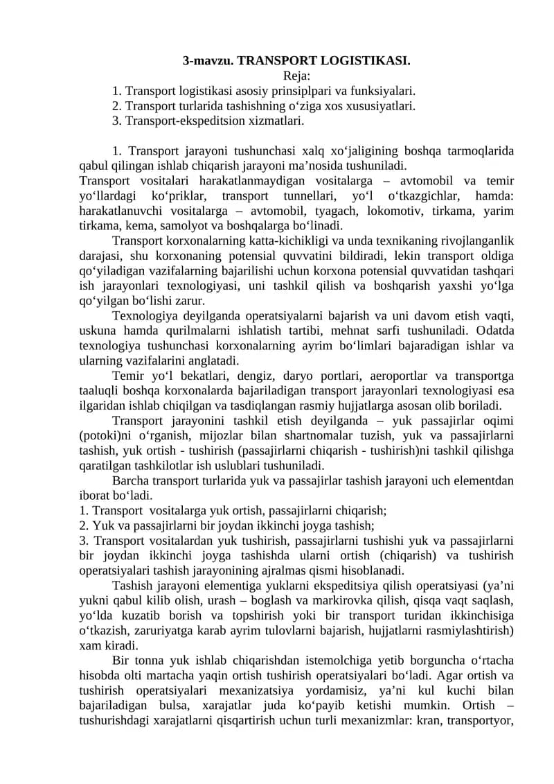 TRANSPORT LOGISTIKASI