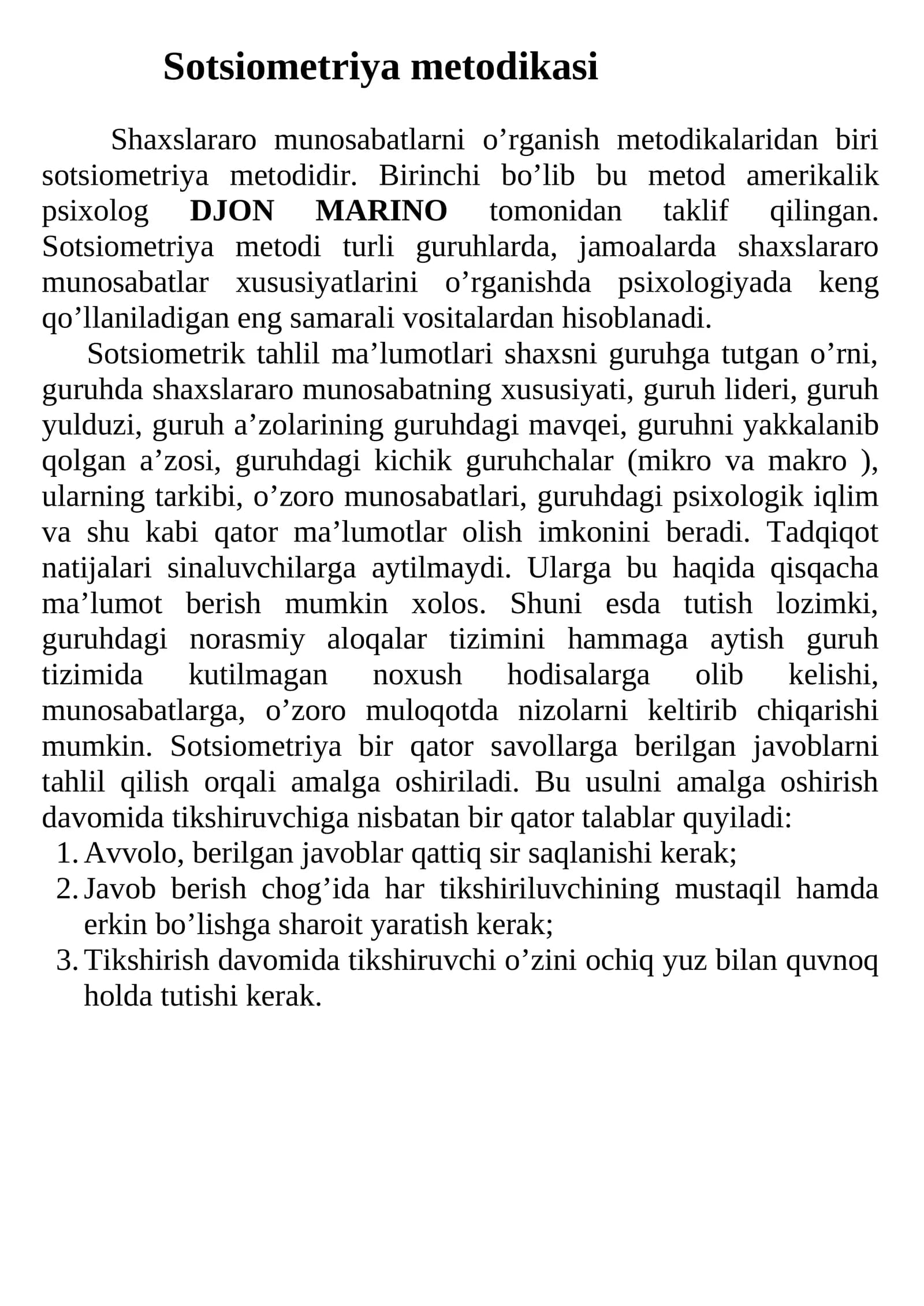 Sotsiometriya metodikasi