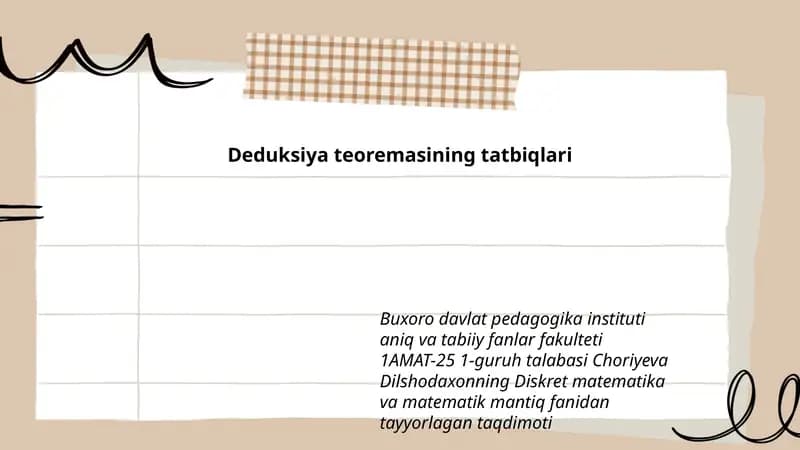 Deduksiya teoremasining tatbiqlari