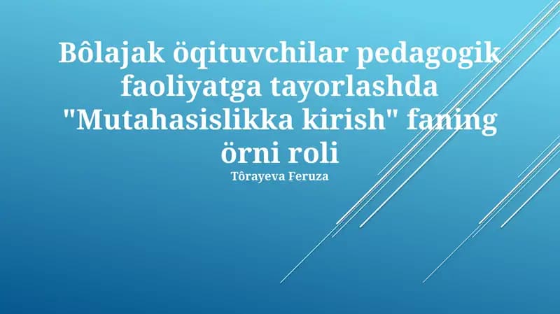 Amaliy mashg'ulotlar va o'quv uslublari kursi