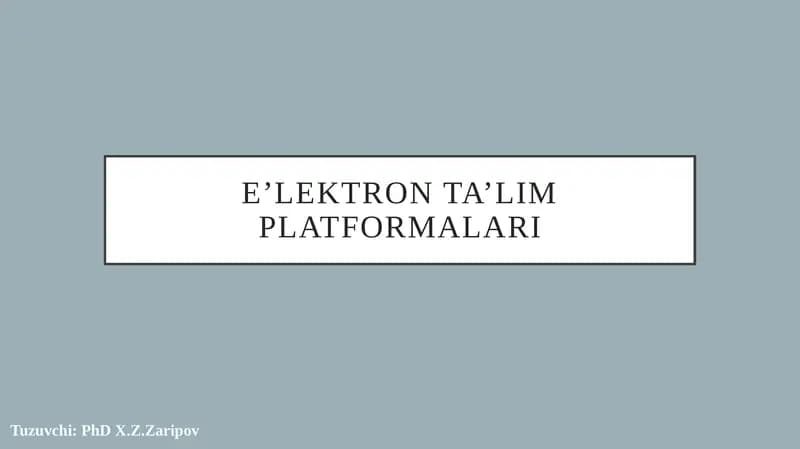 E’lektronta’limplatformalari