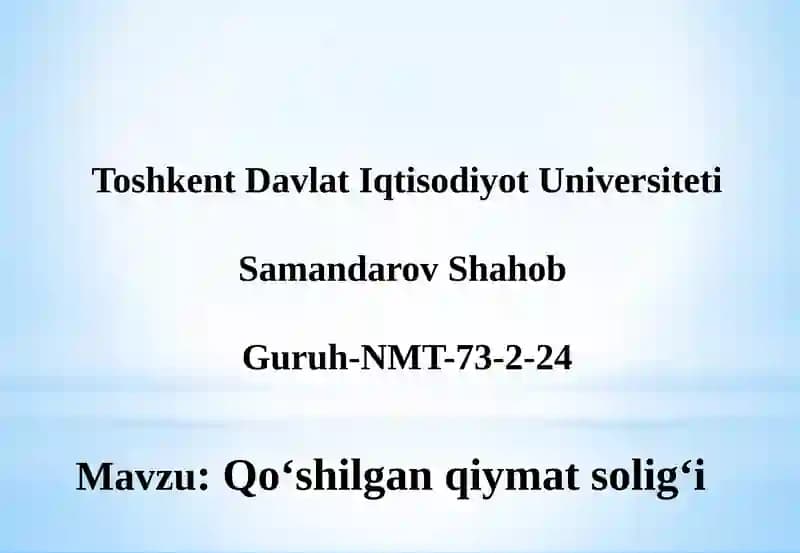 Qo‘shilgan qiymat solig‘i