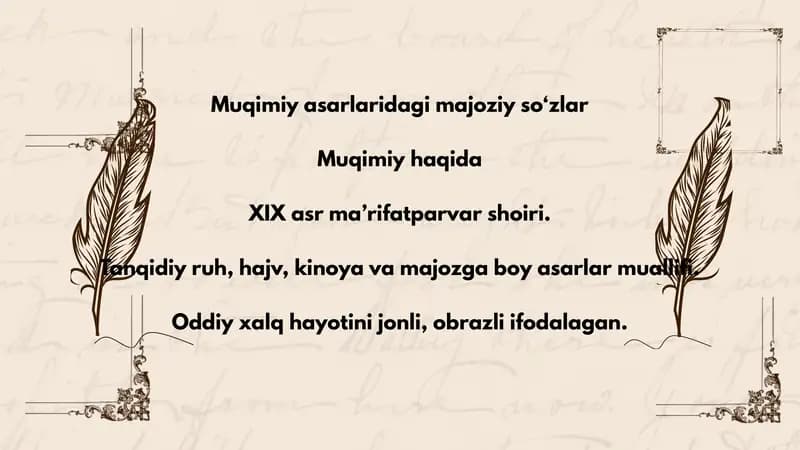 Muqimiy asarlaridagi majoziy so‘zlar