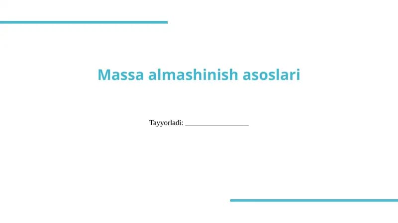 Massa almashinish jarayonlari va mexanizmlari