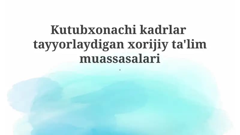 Kutubxonachi kadrlar tayyorlash