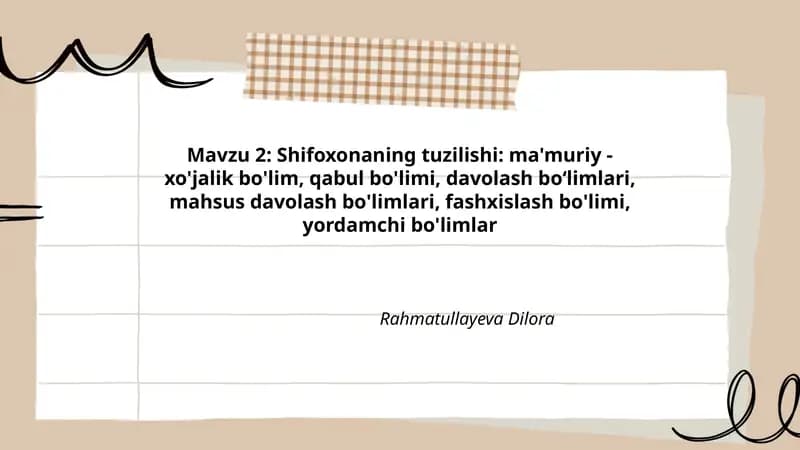 Shifoxonaning tuzilishi