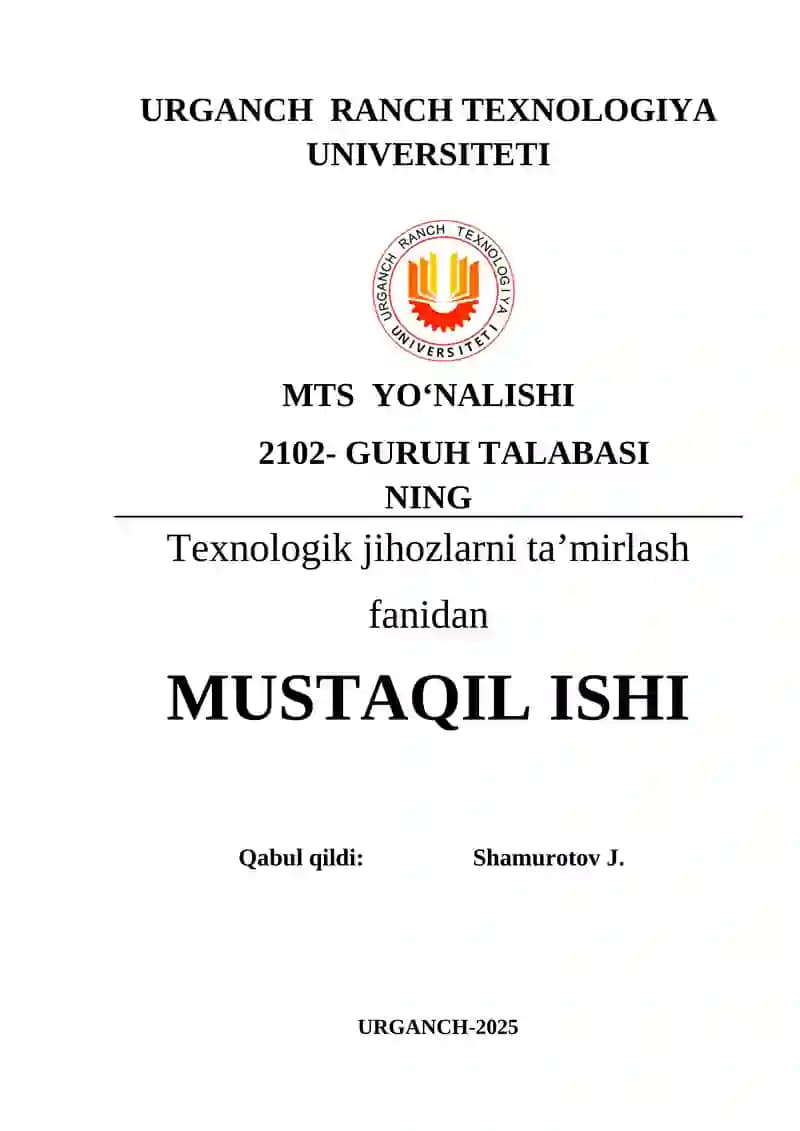 Gidravlik va pnevmatik jihozlar tizimlarining detallarini va yig‘ma birikmalarini ta`mirlash
