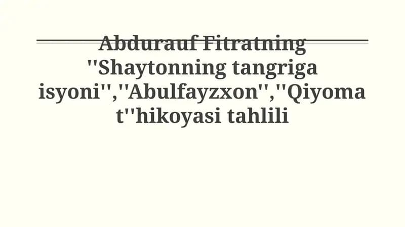 Abdurauf Fitratning asarlari