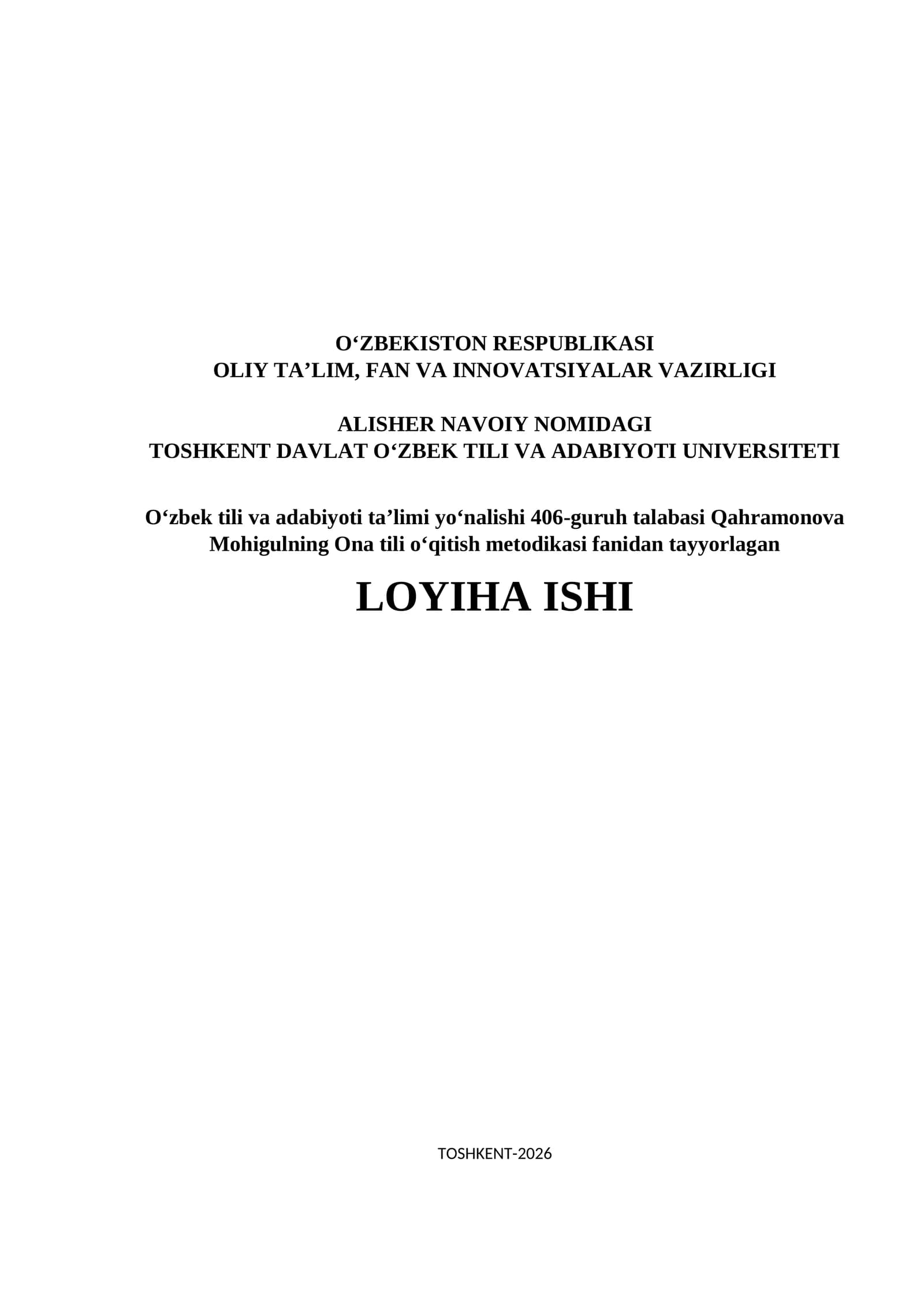 Ona tili o‘qitish metodikasi