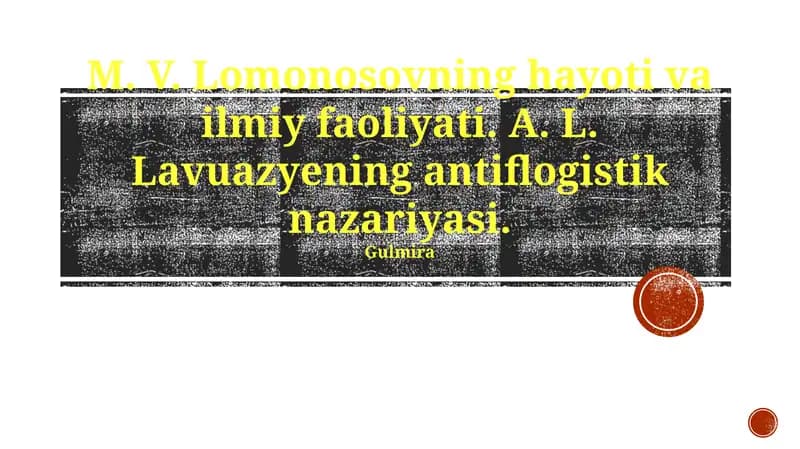 M. V. Lomonosovning hayoti va ilmiy faoliyati