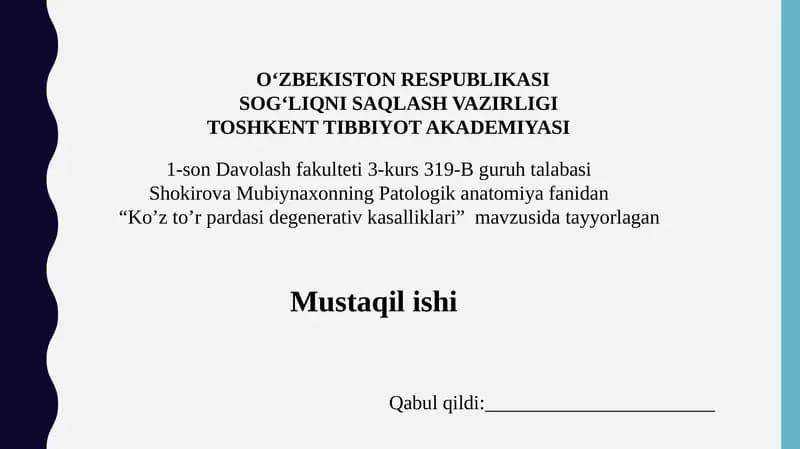 Ko’zto’rpardasi Degenerativ Kasalliklari