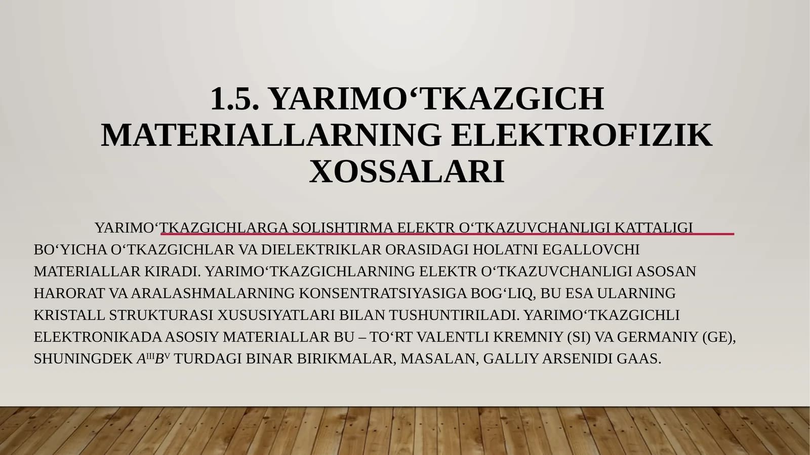Yarimo‘tkazgich materiallarning elektrofizik xossalari