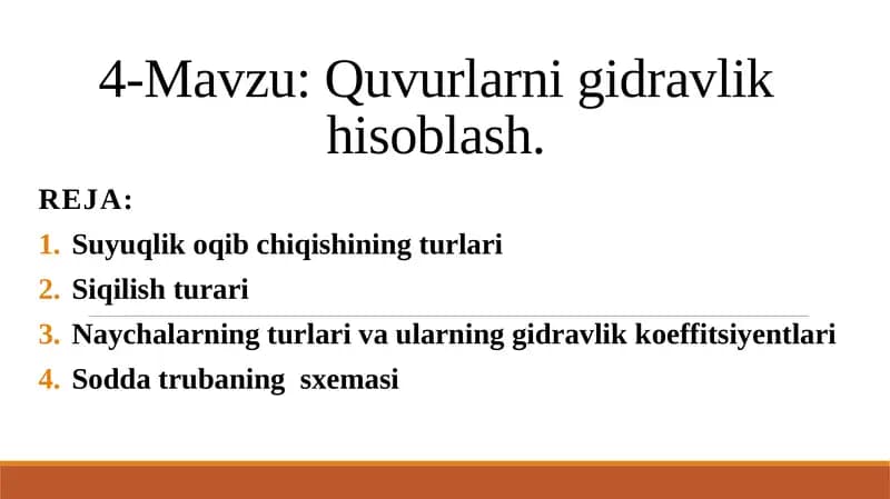 Quvurlarni gidravlik hisoblash