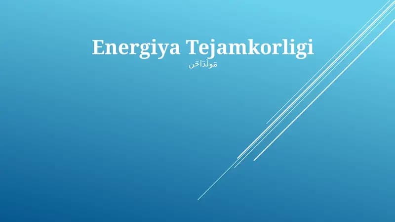 Energiya Tejamkorligi