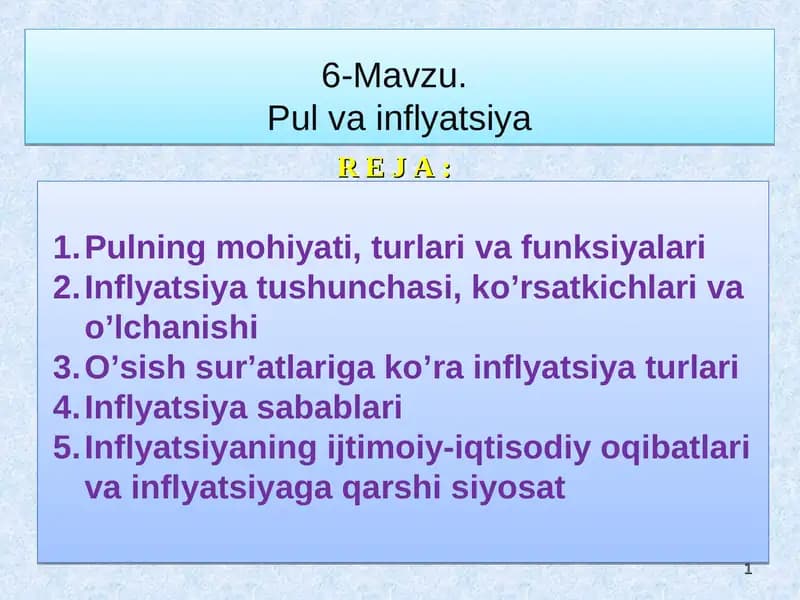 Pul va inflyatsiya