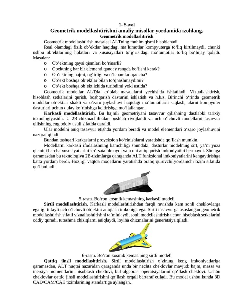 Geometrik modellashtirish