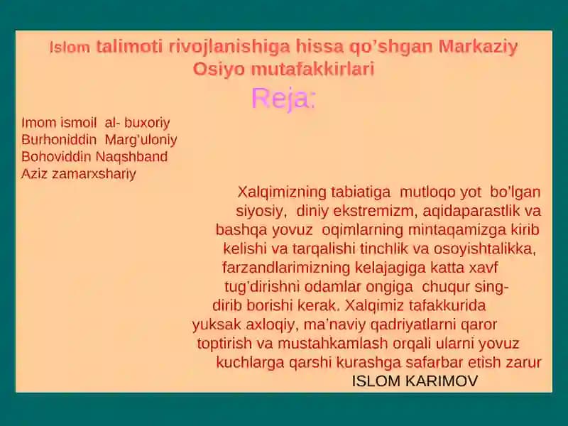 Islomtalimoti rivojlanishi