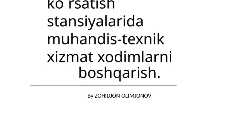 Muhandis-texnik xizmat boshqarish