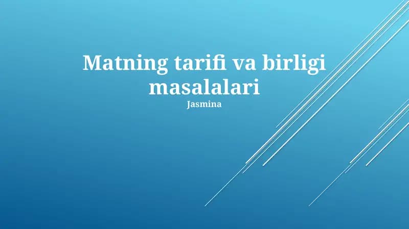 Matning tarifi va birligi masalalari
