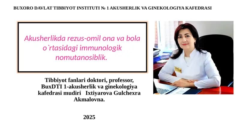 Akusherlik va Ginekologiya Kafedrasi