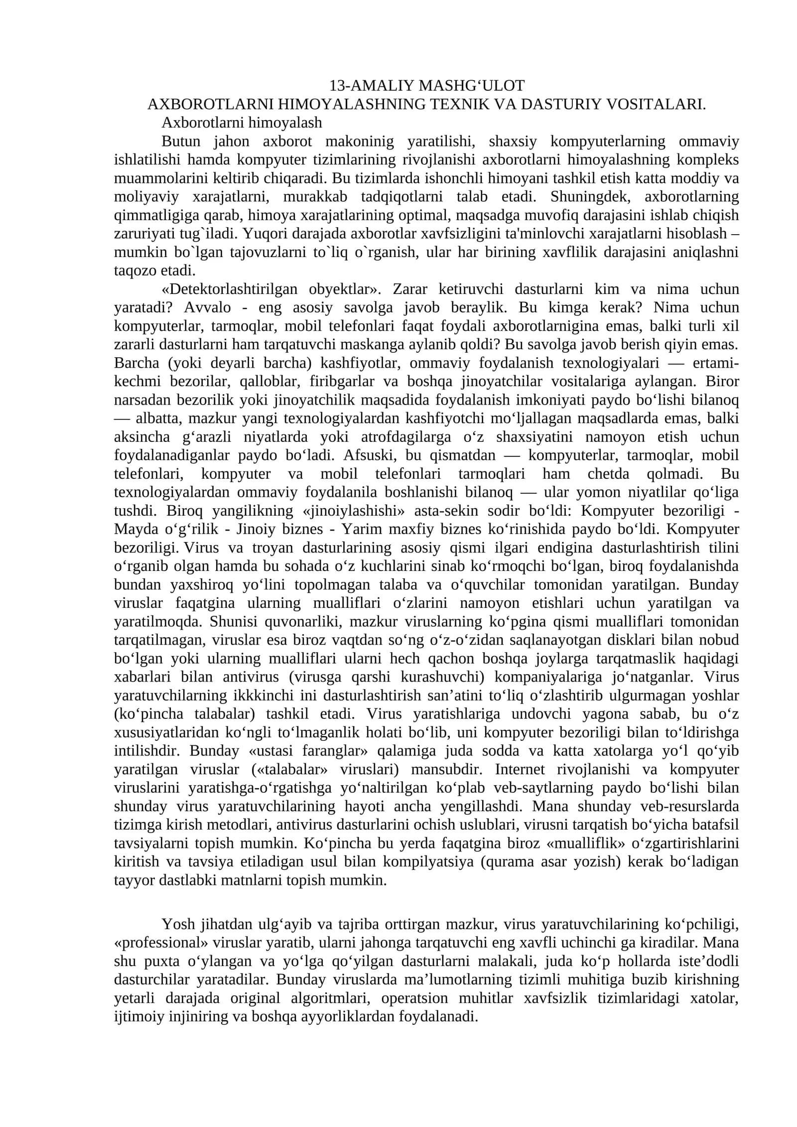 AMALIY MASHG‘ULOT